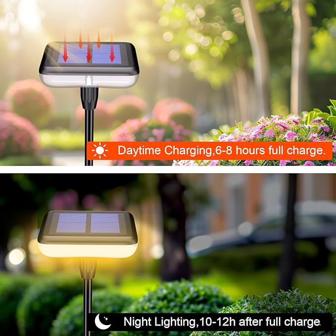 Solar Pathway Light Solar Lights Outdoor Garden Solar Landscape Lights 34LM Bright Up to 12H IP65 Waterproof Auto On/Off for Walkway Outside Yard Path Patio Lawn Flower Decorations (4, Warm white)