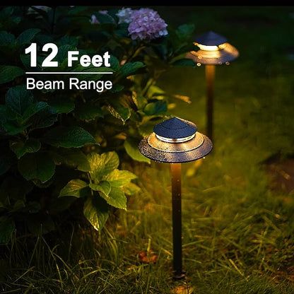 GOODSMANN Pathway Lights 3W LED 2PK Outdoor Low Voltage Landscape Lighting 180 Lumen Hardwired 2 Tier Pagoda Path Lights 3000K Warm White Metal 12V Electric Sidewalk Walkway Light with Connectors