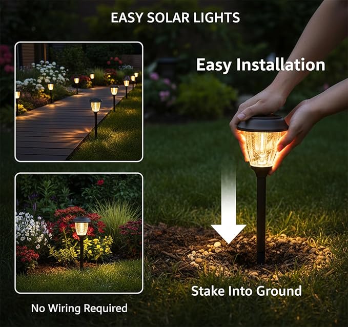 Warm White Solar Pathway Lights 6-Pack, Yard LED