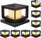 8-Pack Black Solar Fence Post Lights, Outdoor LED Caps