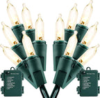 2-Pack 50 LED Christmas Twinkle Lights, Waterproof for Porch