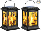 Hanging Solar Hanging Lanterns 2-Pack, Metal Outdoor Decor