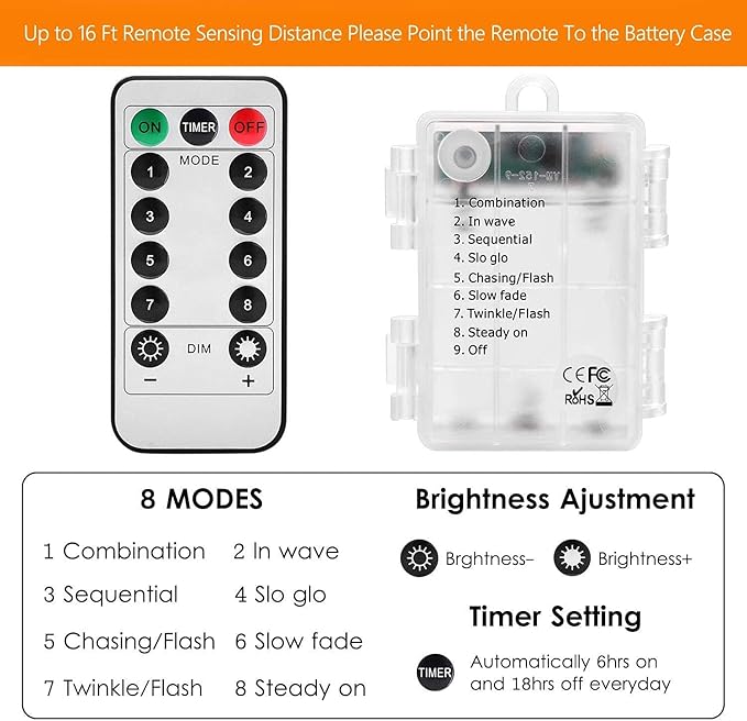 Remote Control Rope Lights, 40ft Color-Changing LED