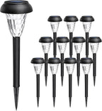 12-Pack Cool White Solar Path Lights, Outdoor Yard LED