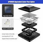 12-Pack Cool White Deck Post Cap Lights, Solar LED