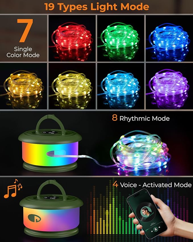 8ft RGB Outdoor Edison String Lights, Weatherproof