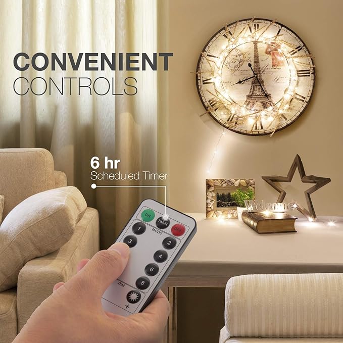 2-Pack 5ft Christmas LED String Lights, Waterproof Timer Lights