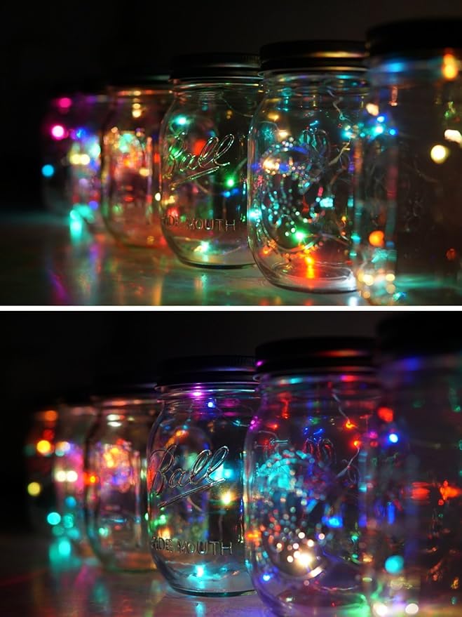 6-Pack 10 LED Mason Jar Fairy Lights, Solar Garden