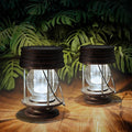 Hanging Solar Lantern Set 2-Pack, Rustic Porch Lighting