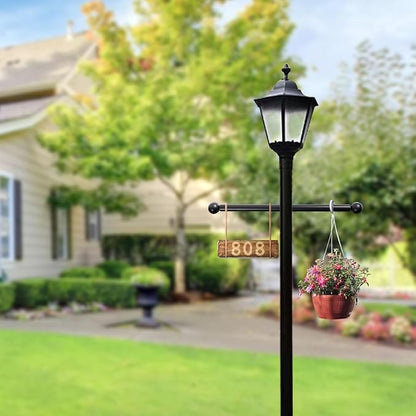 Lamp Post Cross Arm 16 inch Steel Lamp Post Cross Bar Ladder Rest Post Cross Arm Replacement for Outdoor Lamp Post (Black 1Pack)