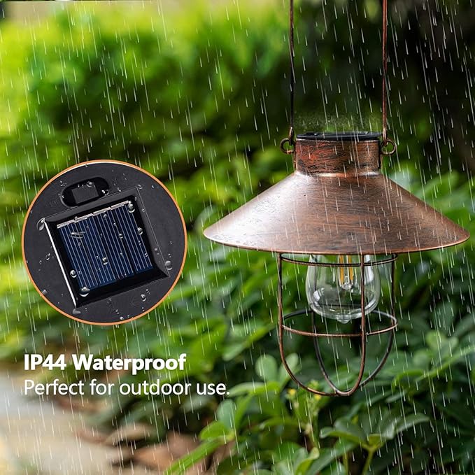 2-Pack Garden Solar Outdoor Lanterns, Rustic Waterproof LED