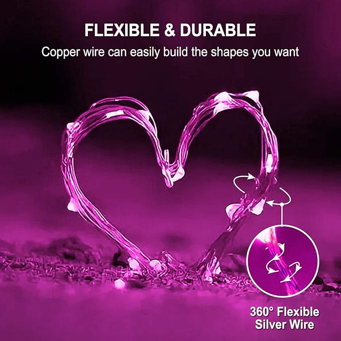 4-Pack Christmas String Lights, 1ft 50 LED Waterproof Twinkle Lights