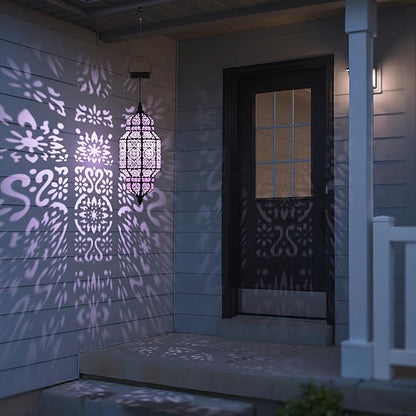 18 Inch High Large Hanging Solar Lights Outdoor Garden Decor, Decorative Waterproof Plastic Moroccan Solar Lantern Lamp, Outside Decorations for Patio Yard Porch Decor, Gardening Gifts for Women Mom