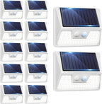 12-Pack Cool White Stair Solar Lights, Waterproof LED