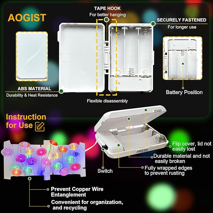Outdoor String Lights, 16ft Waterproof LED