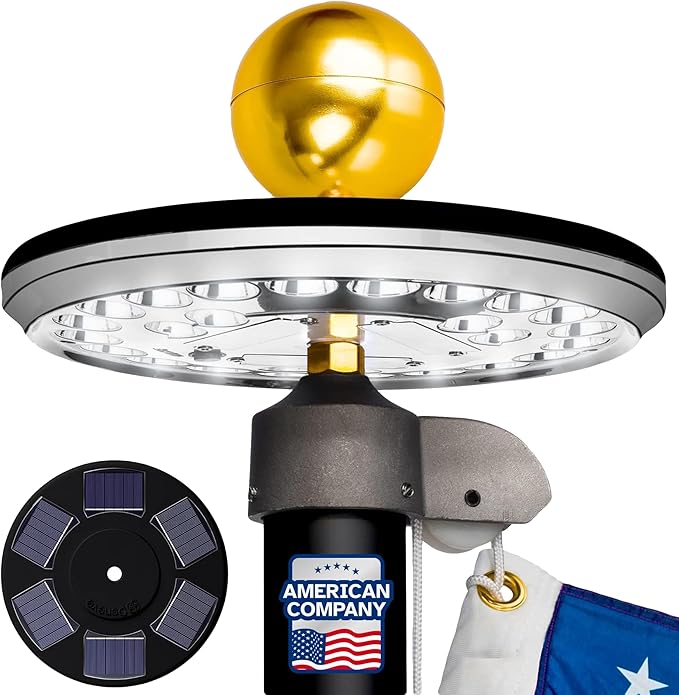 26 LED Solar Flagpole Lamp, Auto On/Off