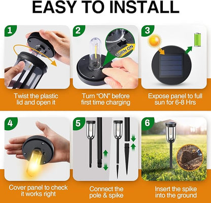 Solar Pathway Lights, Bright Solar Lights Outdoor Waterproof IP65, Auto On/Off Solar Lights for Outside, Solar Garden Lights Landscape Lighting for Walkway Lawn Yard (4 Pack)
