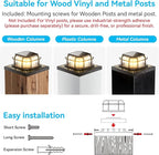 12-Pack Black Solar Patio Post Lights, Outdoor LED Caps