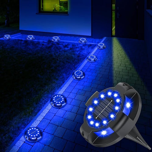 12-Pack Blue In-Ground Solar Lights, Flat LED Walkway