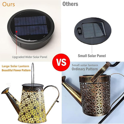 2 Pack Solar Watering Can Lights with Shepherd Hook,Solar Powered Watering Can Light Waterproof Outdoor Garden Hanging Decoration,8 Multi-Color Changing Modes(Multicolour).