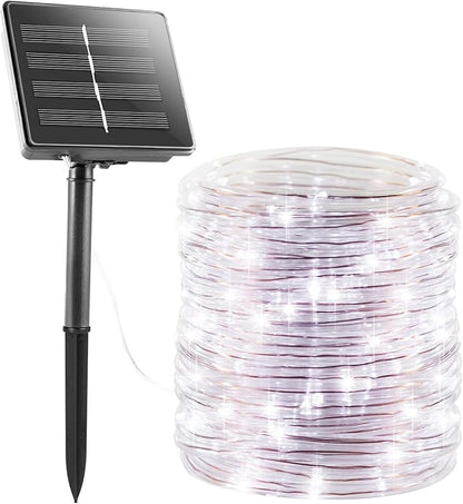 Solar Rope String Lights Outdoor 72Ft 200 Led Waterproof Solar Powered Fairy Lights with 8 Lighting Modes, Copper Wire PVC Tube Lights for Garden Wedding Christmas Party DIY Decor(Pure White, 1 Pack)