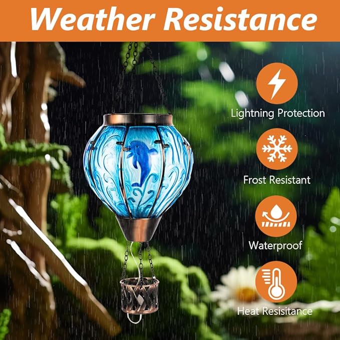 Rustic Hanging Solar Lanterns for Outdoor, Waterproof LED