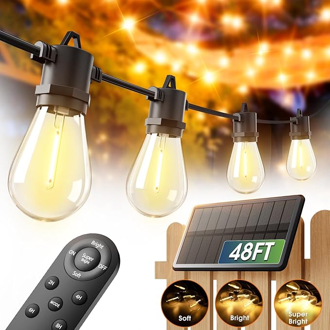 54ft LED Patio String Lights, Waterproof Outdoor
