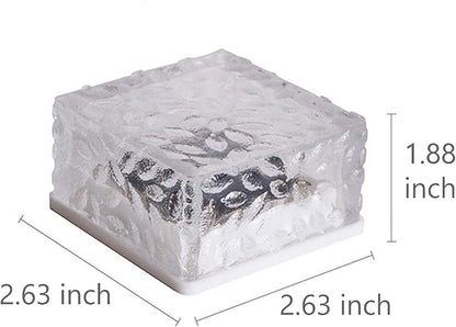 Solar Ice Cube Shaped Light, 2.8x2.8x2 inch Ice Cube Shaped Warm White Outdoor Solar Garden Decorative Lights for Walkway Pathway Backyard Christmas Decoration Parties (1 PC)