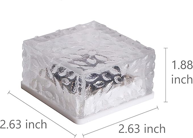 Solar Ice Cube Shaped Light, 2.8x2.8x2 inch Ice Cube Shaped Warm White Outdoor Solar Garden Decorative Lights for Walkway Pathway Backyard Christmas Decoration Parties (4 PCS)