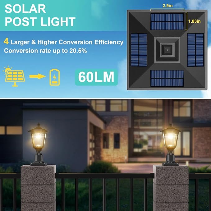 Solar Post Cap Lights for Patio, LED