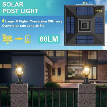Solar Post Lights, 3000K Dusk to Dawn Solar Lamp Post Light with Pier Mount Base, Solar Post Lights Outdoor Waterproof for Garden Yard Landscape Pole Pillar, Outside Decorative Lamp(Warm White)