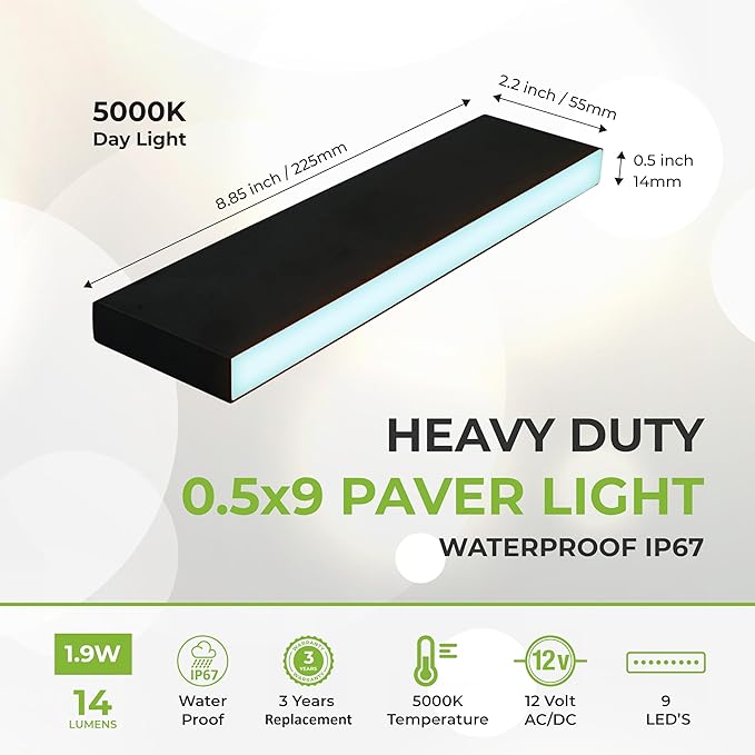Solar Pathway Lights, IP67 Waterproof LED Driveway Lights