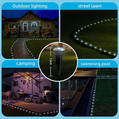 15 LED Solar Ground Lights Outdoor, Waterproof Solar Pathway Lights, LED Landscape Lighting for Garden, Patio, Driveway, Walkway - White