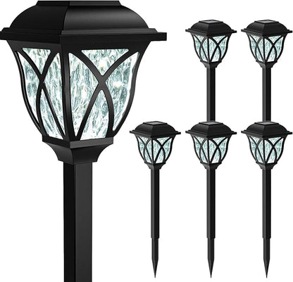 GIGALUMI 6 Pack Solar Lights Outdoor Waterproof, LED Solar Garden Lights, Outdoor Decorations, Garden Decor for Yard, Patio, Landscape, Planter, Walkway (Cold White)