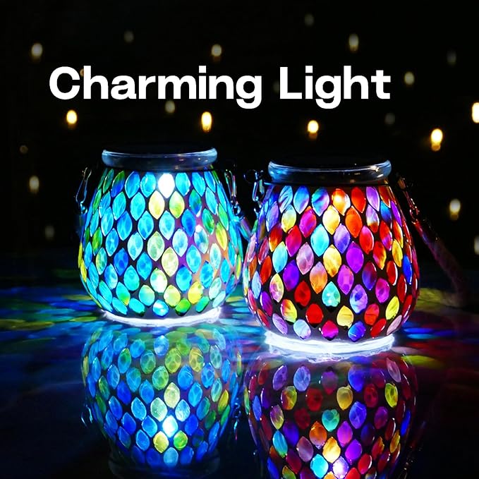 Mosaic Solar Porch Lanterns, Classic Waterproof LED