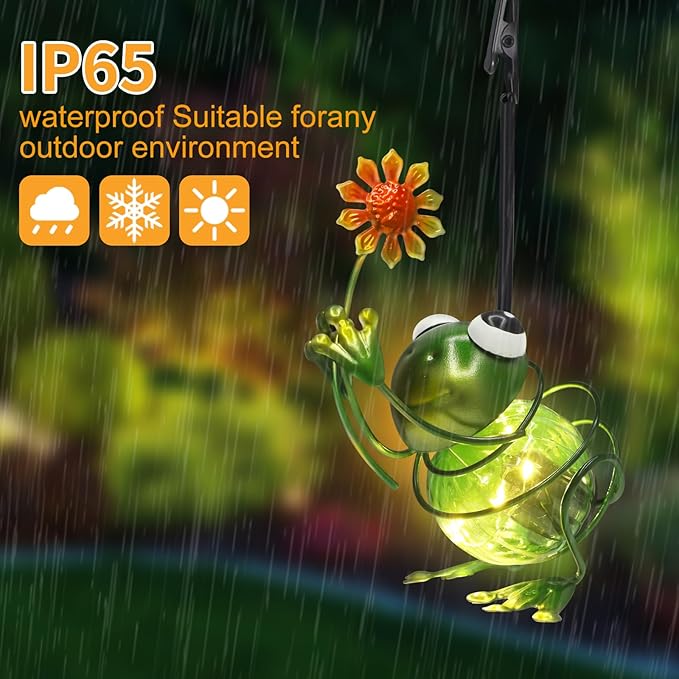 2 Pack Frog Solar Outdoor Hanging Lantern Creative Small Sculpture Lights Durable Waterproof Lamp Suitable for Festivals Garden Decor Birthday Gifts for Grandma Mom Women Girl