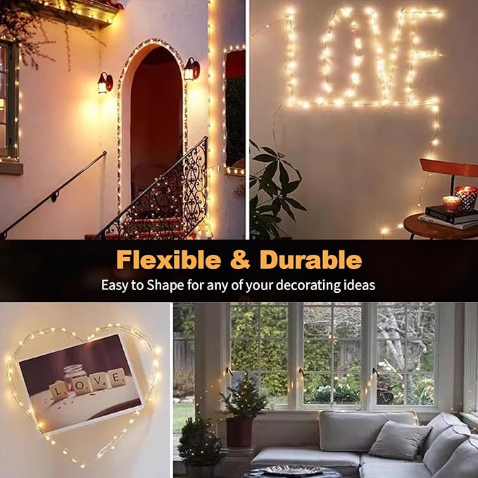 20-Pack 20 LED Christmas Twinkle Lights, 7ft Waterproof for Porch