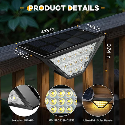 Solar Step Lights for Outside, Solar Stair Lights Outdoor Waterproof, Deck Step Lights for Fence, Patio, Yard, Porch, Front Door, Sidewalk, Garden, Patio Decor (10, Warm White)