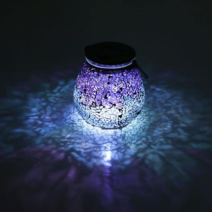 Afirst Mosaic Solar Lanterns Outdoor - Glass Hanging Solar Lights Hollow Out Waterproof Table Lamp Outdoor Decorative for Garden, Patio, Holiday Party Outdoor Decoration