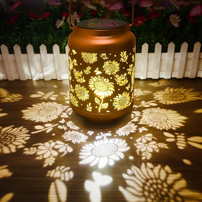 Sunflower Solar Lantern Set, Decorative Yard Lighting