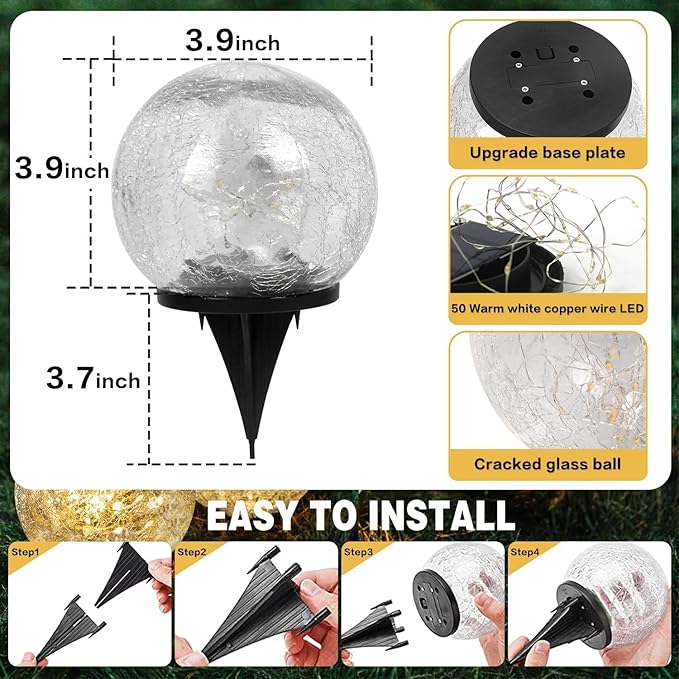 6-Pack Solar Pathway Lights, Waterproof LED Garden Lights