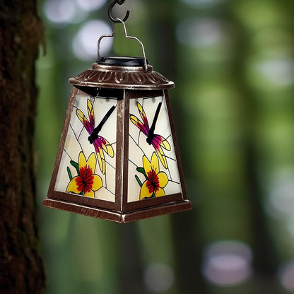Dragonfly Solar Lantern with Shepherd Hook, Outdoor Hanging Metal LED Garden Light Waterproof for Patio Yard Pathway, Peaceful Dragonfly Lantern Decor and Christmas Holiday Gift for Women Mom Grandma