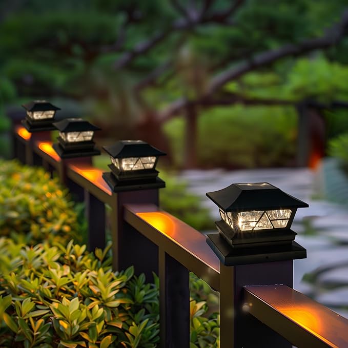 4-Pack Solar Post Cap Lights for Yard, LED