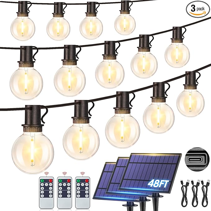 144ft Black String Lights for Porch, Waterproof LED