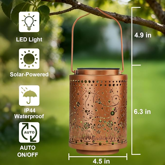 Birthday Gifts for Women Mom Grandma, Firefly Gardening Gifts for Women, Solar Lantern Outdoor Waterproof Garden Decor Hanging Solar Lights Yard Decorations Outdoor, Backyard, Patio