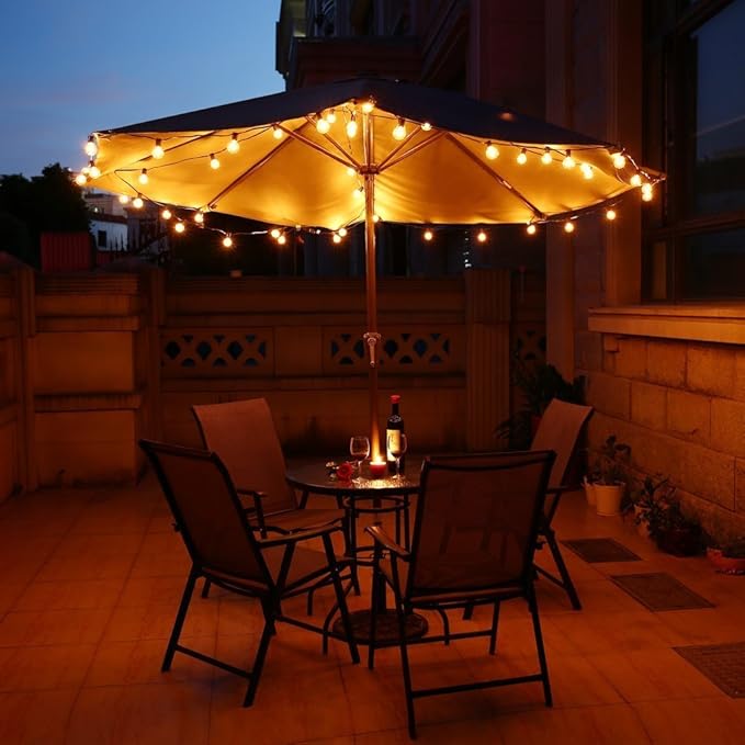 GOOTHY 50FT Outdoor Globe String Lights, G40 Patio Lights Outdoor Waterproof with 53 Clear Bulbs, Hanging Indoor Porch String Lights for Garden Bistro Party Outdoor Balcony Decorations- Black Cord