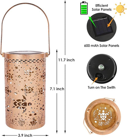 Fabuday Sea Turtle Outdoor Solar Lantern Waterproof - Hanging Solar Power Lights Led for Outside, Garden Decor for Patio, Porch, Balcony, Yard and Deck, Gardening Decorations Gifts for Women Mom
