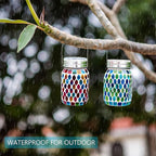 Mosaic Solar Lantern Set 2-Pack, Metal Porch Lighting