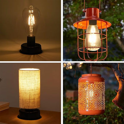 ELUTENG 4 Pack Solar Hanging Lights Replacement Top with Bulb 3.15 Inch Solar Light Replacement Top Part with Bulbs Waterproof Solar Lantern Accessories Tools for DIY Outdoor Lanterns