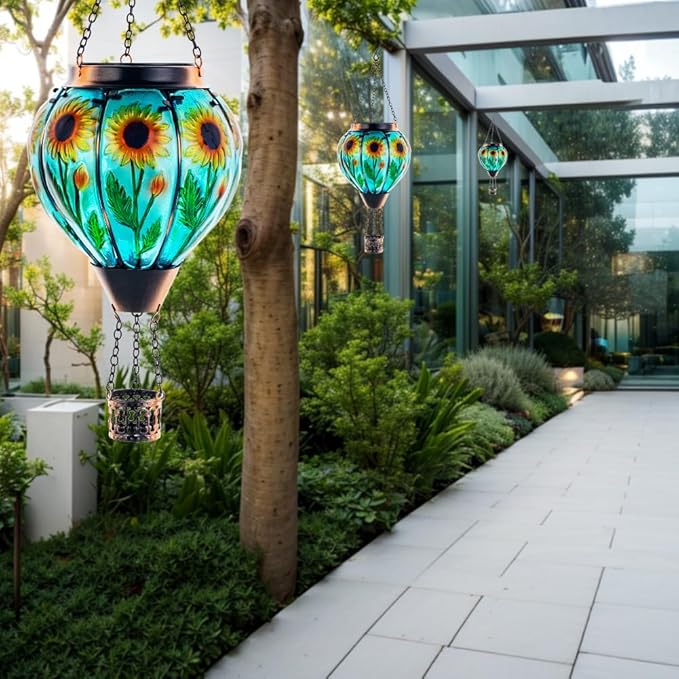 Sunflower Solar Lanterns, Waterproof LED Porch Lights
